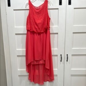Elegant Coral Sleeveless Dress